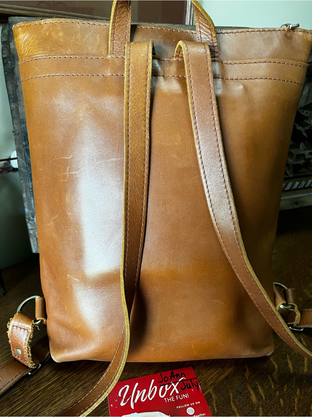 Portland Leather Honey Laptop Backpack - Picture 2 of 5
